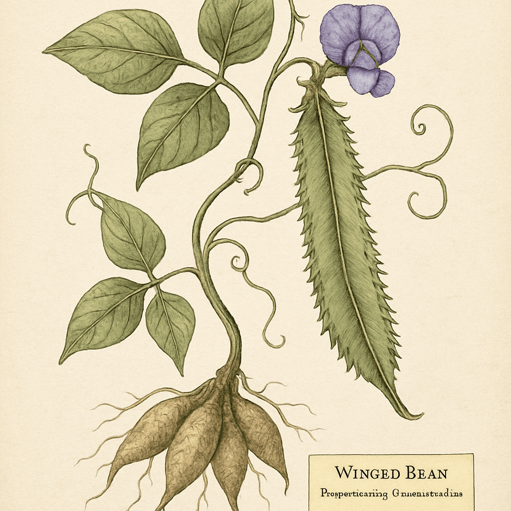 Botanical illustration of winged bean