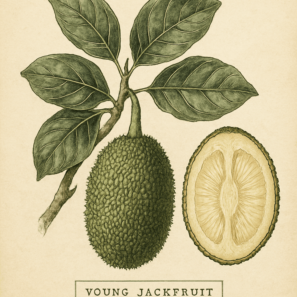 Botanical illustration of young jackfruit